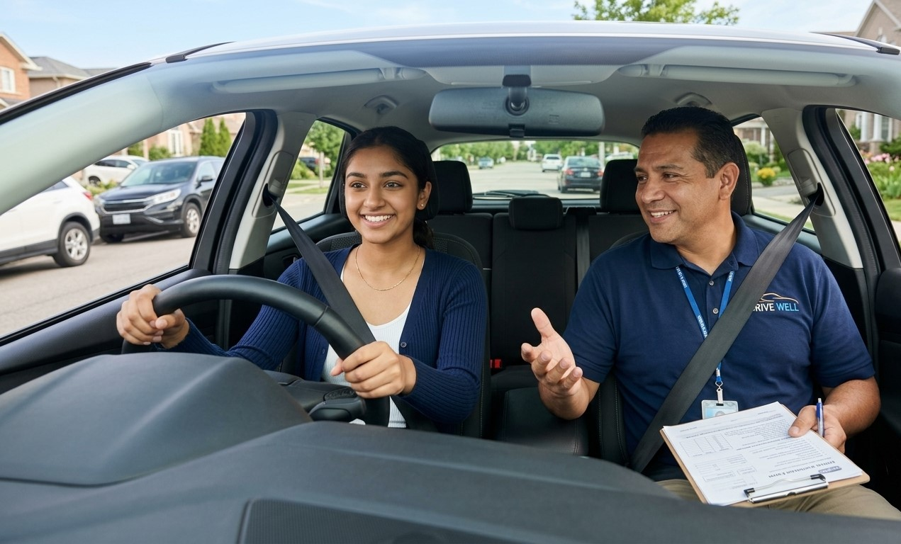 Driving instructor teaching female student during driving test preparation Sydney lesson